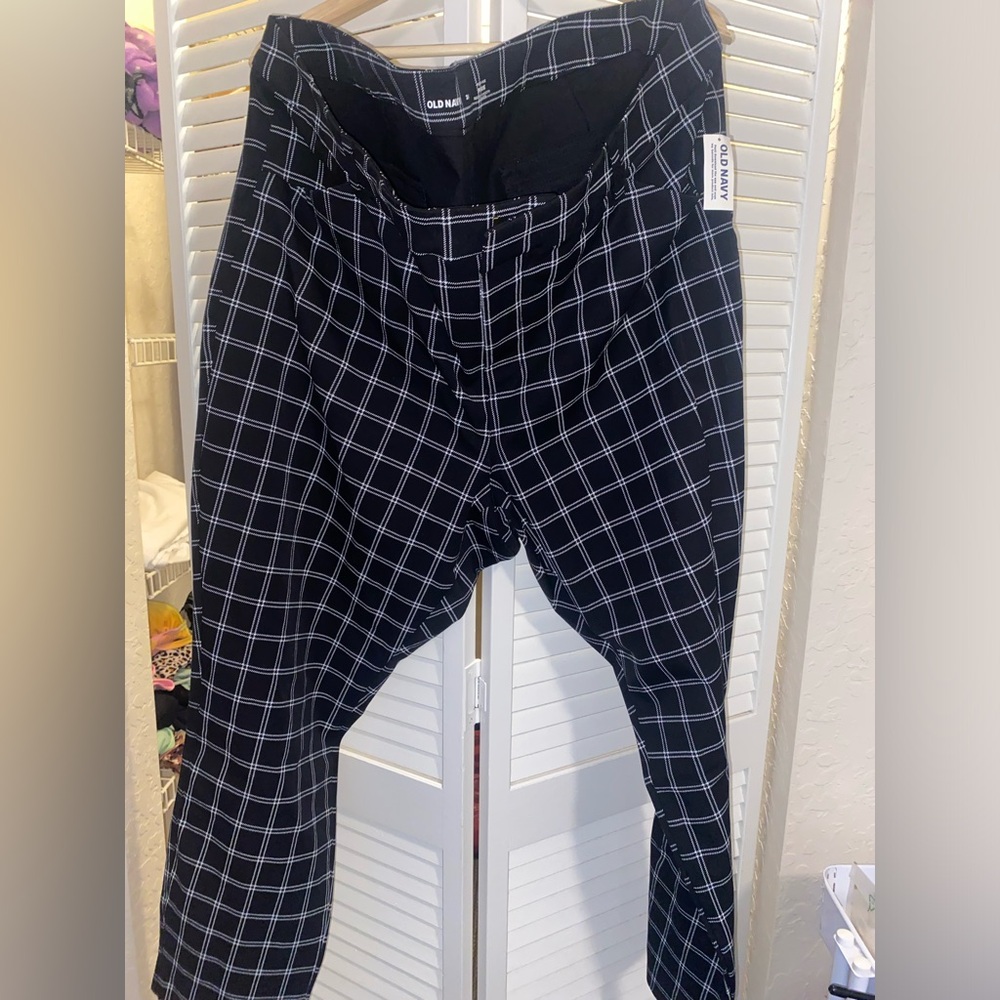 Pixie plaid black and white pants